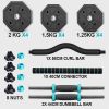 Adjustable Dumbbell Set 44 LBS with Curl Bar, Barbell Weight Set for Home Gym, 3 in 1 Dumbellsweights Set for Men and Women
