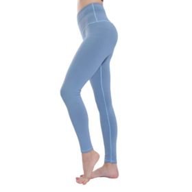 Women's High Waist Leggings Yoga Sport Pants (Color: Light Blue)